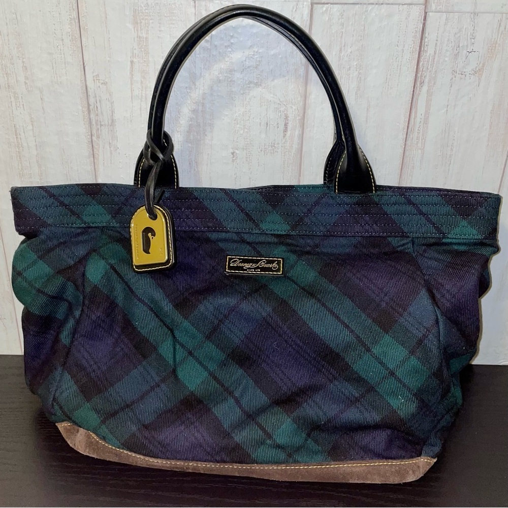 Dooney & Bourke Green Tartan Plaid Tote Bag